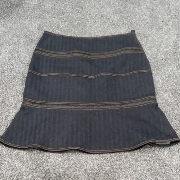 Etcetera Black Denim Tulip Shaped Midi Skirt Woth Size Zip Closure Size 8 - Picture 1 of 3